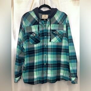 Women’s hooded flannel, Good condition, XL